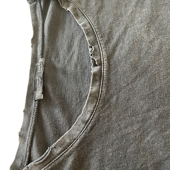 ZARA W/B COLLECTION  Distressed, WashedBlack Oversized Starstudded Tee   Size S - Picture 9 of 12
